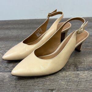 Clarks Nude Slingback Pointed-Toe Heels | Size 7